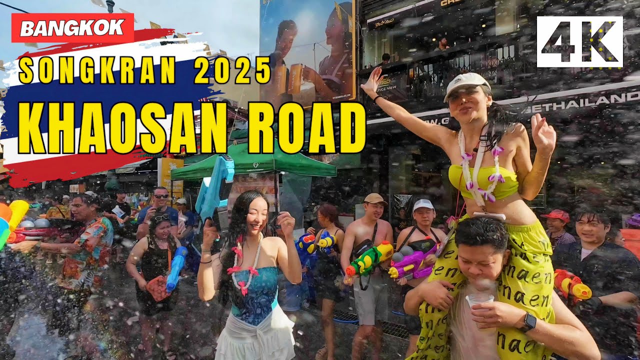 [4K] Songkran Festival 2025💦 Khaosan Road Bangkok 🇹🇭 Iconic Songkran Destination