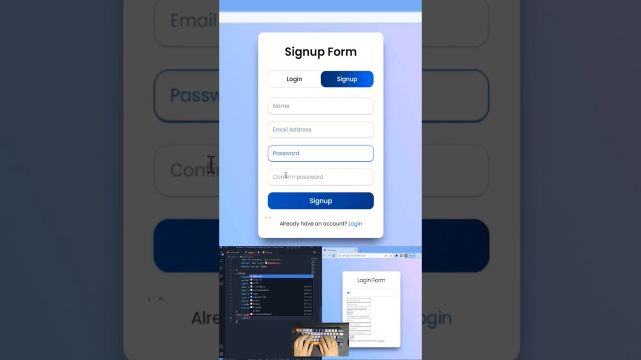 Animated Login and Signup form #login #javascript #frontend