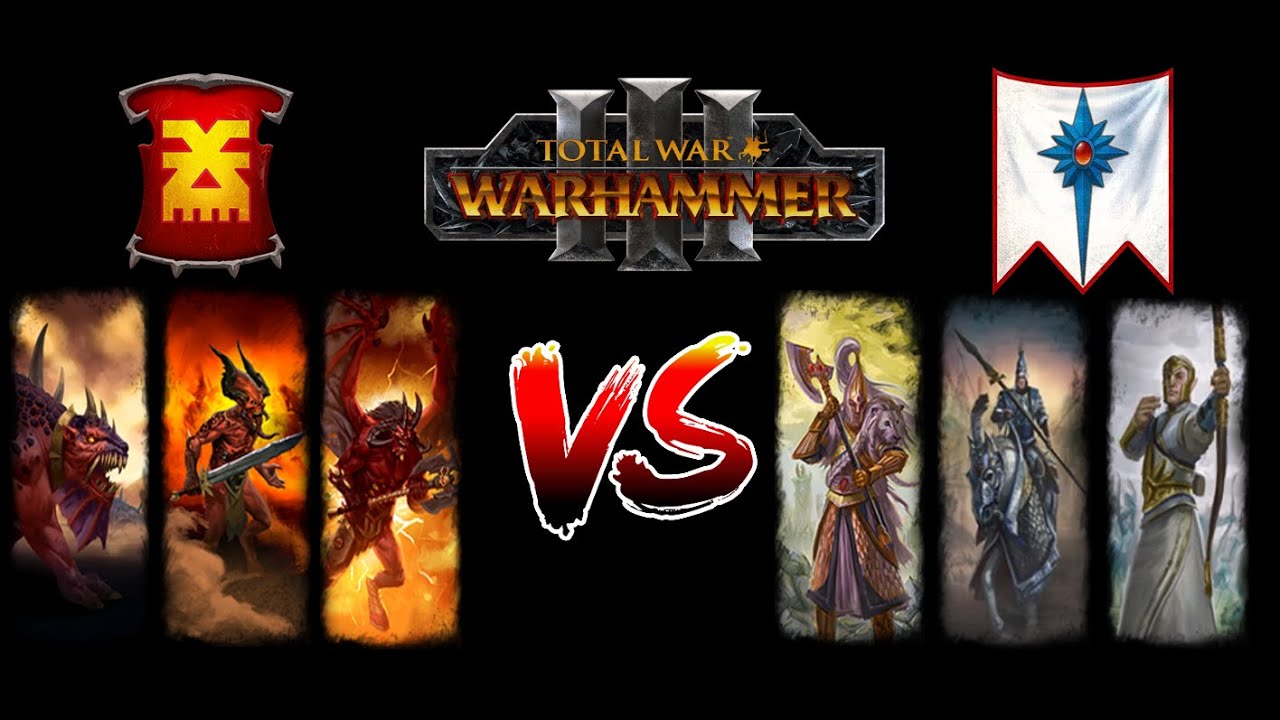 Hunting down Imirik and his dragon | Khorne vs High Elves - Warhammer 3 Domination