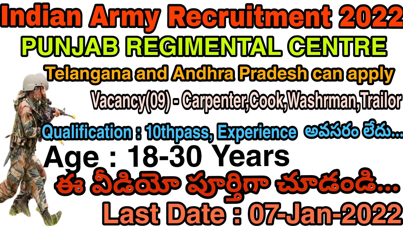 INDIAN ARMY  Recruitment 2021-22 | THE PUNJAB REGIMENTAL CENTER Group C vacancy | am a jawan