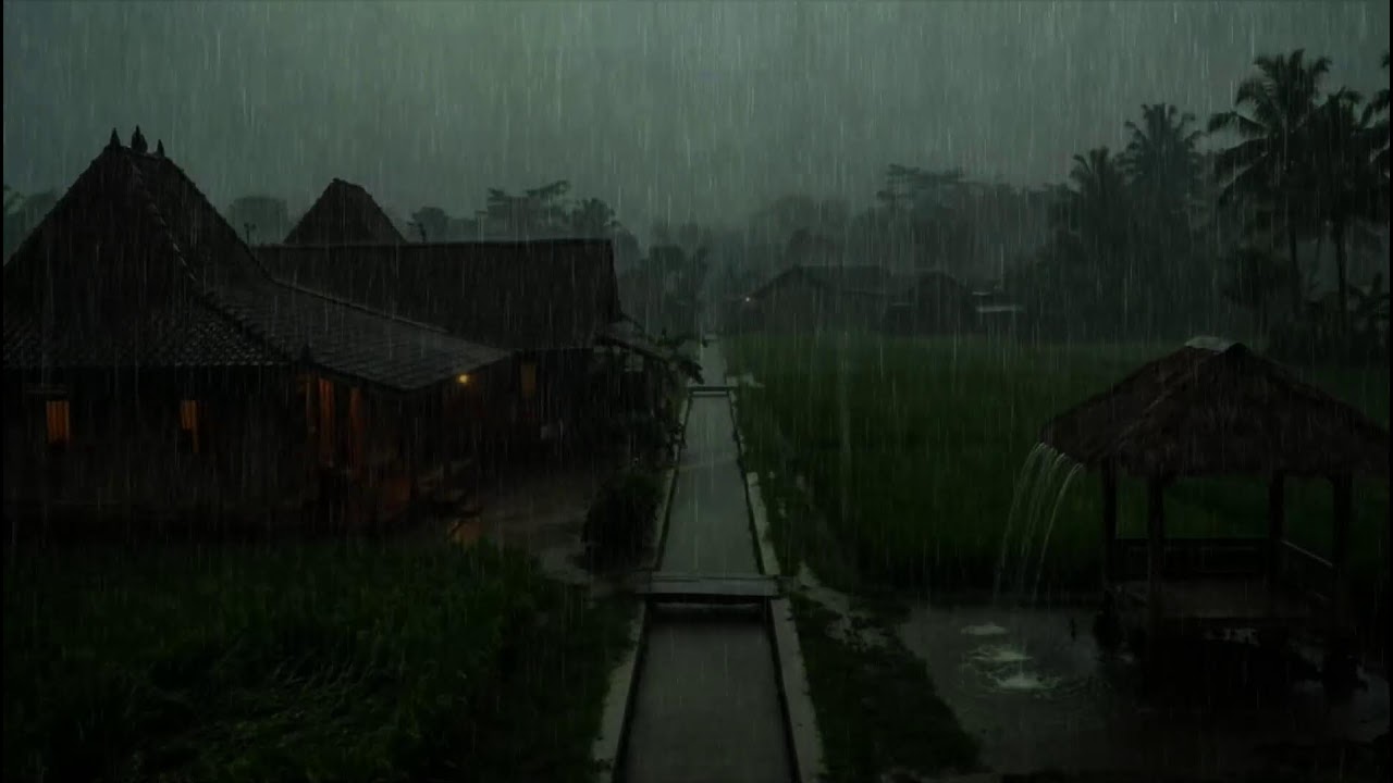 You’ll Wish You Lived Here 🌧️ Rainy Village in Rice Fields for Deep Sleep, Study & Total Relaxation