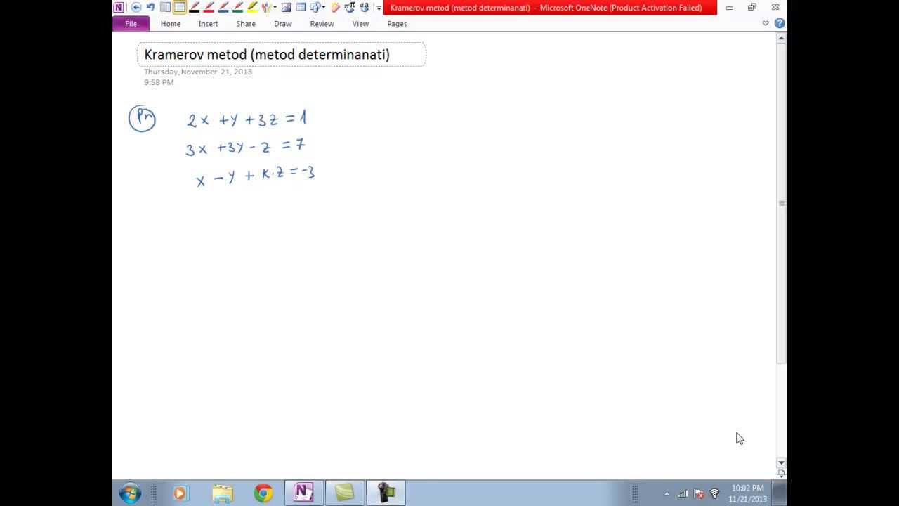 AP -Kramerov metod (metod determinanti) sa parametrom