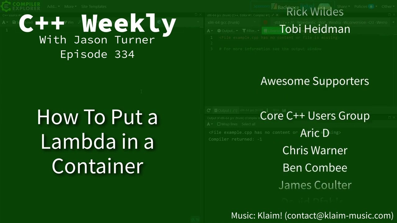 C++ Weekly - Ep 334 - How to Put a Lambda in a Container