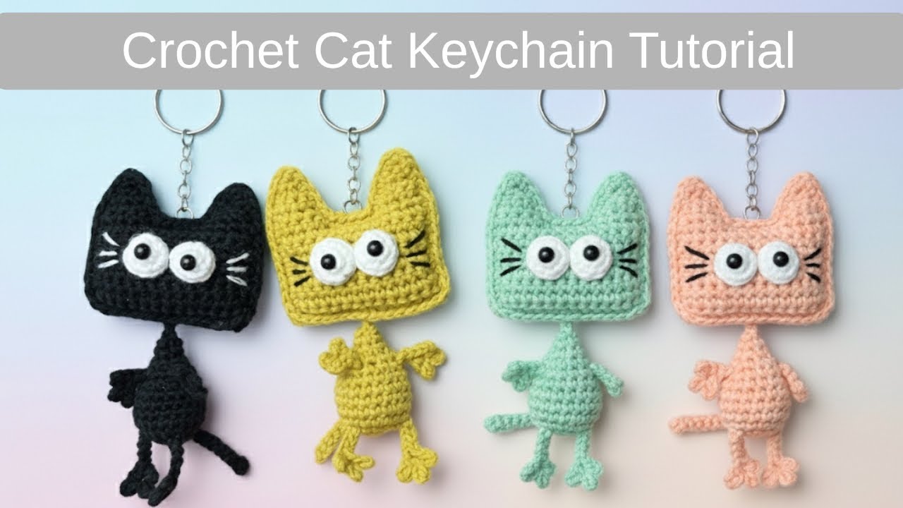 Crochet Cute Cat Keychain Tutorial Easy for Beginners | DIY | Amigurumi | Gift Idea