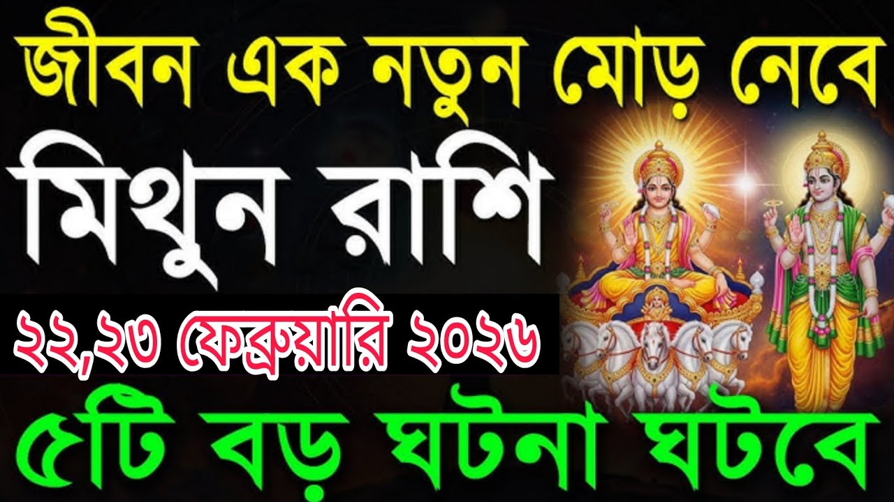 ১৩, ১৪ ফেব্রুয়ারি ২০২৬ | মিথুন রাশি জীবনে নতুন মোড়, ঘটবে ৫টি বড় ঘটনা#মিথুনরাশি 