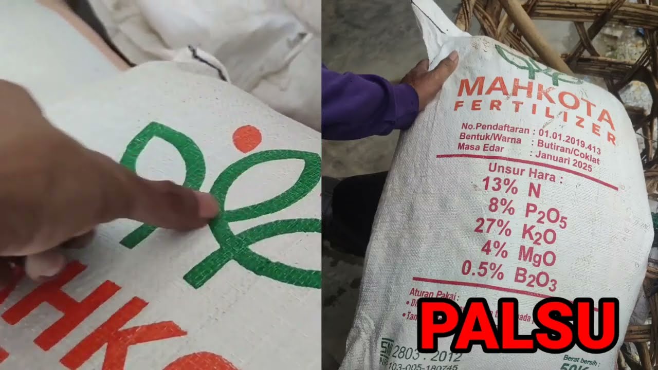 Pupuk NPK Mahkota Perbedaan kemasan Asli dan Palsu