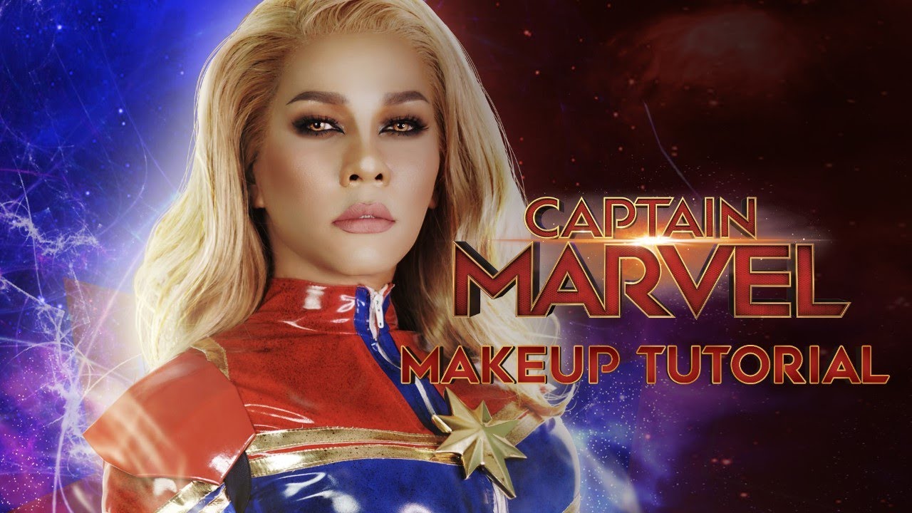 Captain Marvel Makeup Inspired ตาสีน้ำตาลก็แต่งหน้าสาย ฝ ได้