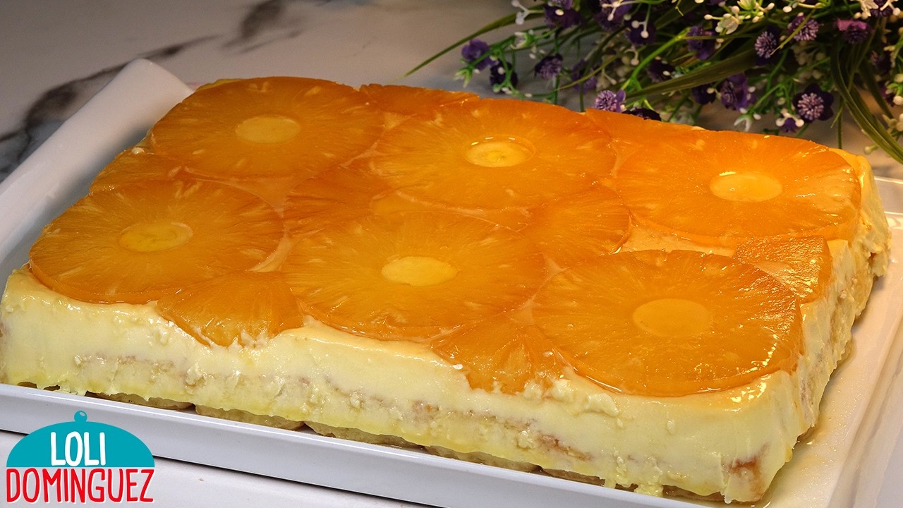 POSTRE DE PIÑA FÁCIL Y SIN HORNO. Fácil, rápido y delicioso postre con solo 5 ingredientes - DULCE