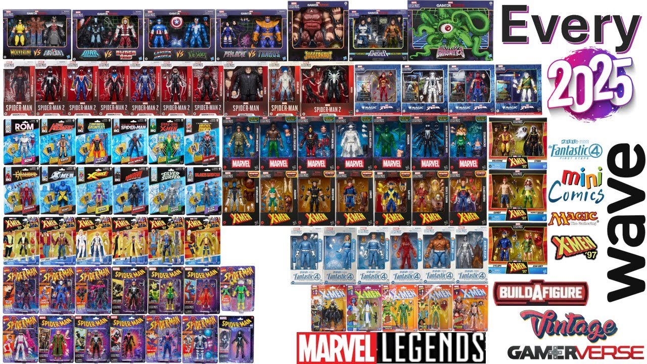 Список сравнений серий Marvel Legends 2025 года: BAF Vintage Gamerverse Fantastic Four mini magic