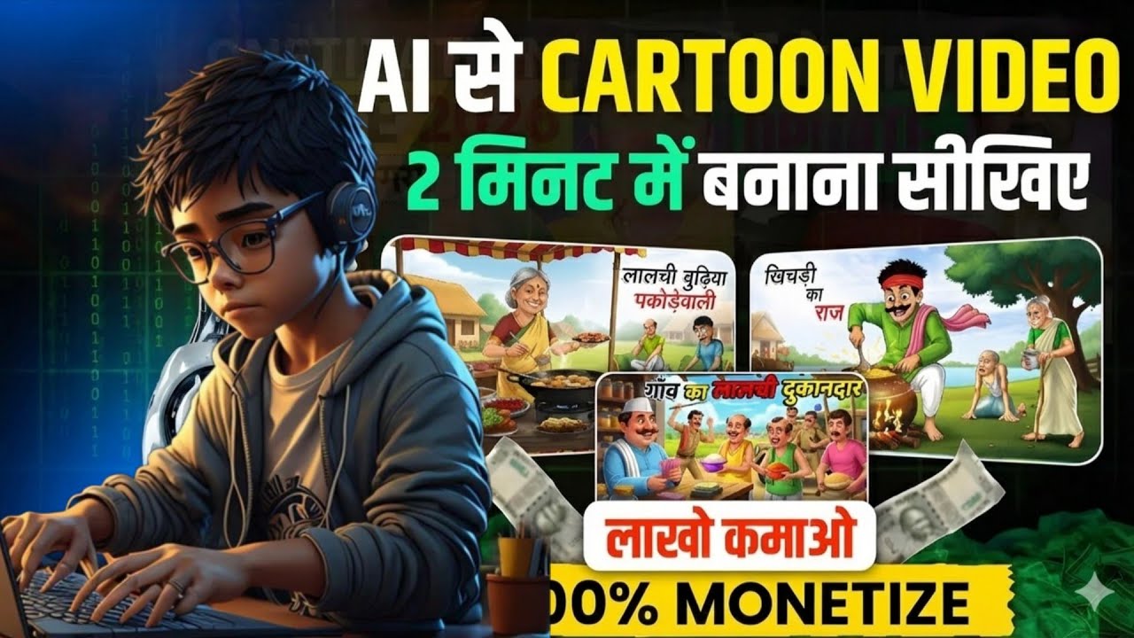 AI से Cartoon Video कैसे बनाएं | 2 मिनट में Animated Story | 100% Monetize