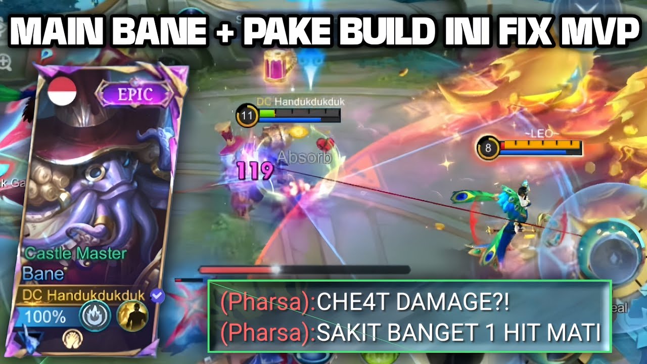 MAIN BANE ASAM LAMBUNG SEKALI COMBO MAGE + MM LANGSUNG MATI!! NEW BUILD + COMBO!! - MOBILE LEGENDS