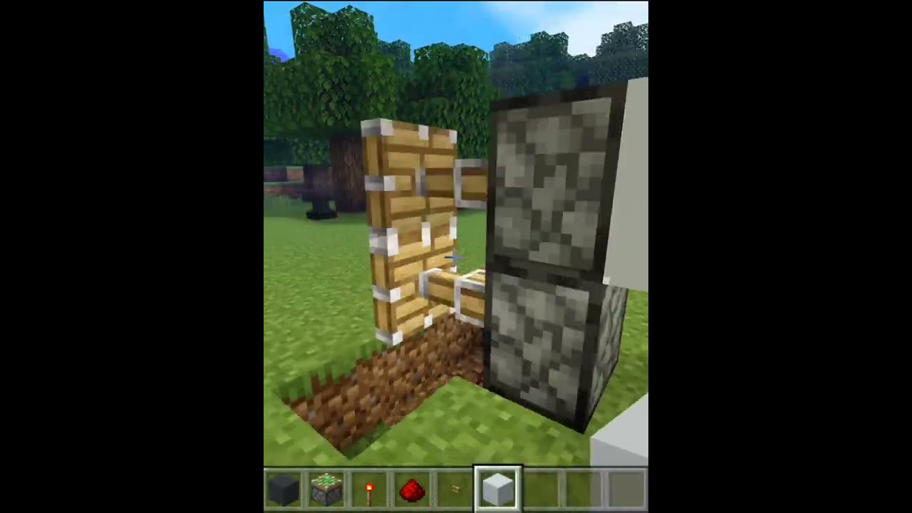 Easy 1x2 sticky piston door in Minecraft Bedrock