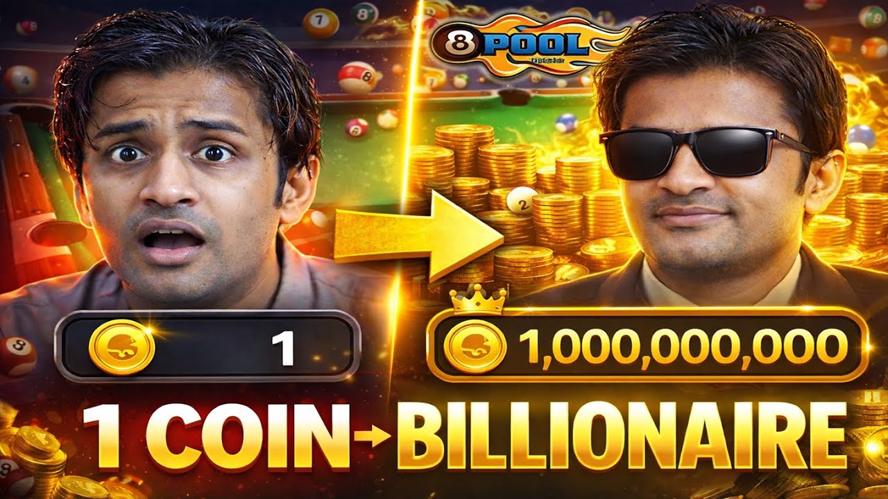 Turning 1 SINGLE COIN into BILLION of Coins - One to Hero - 8 Ball Pool - GamingWithK