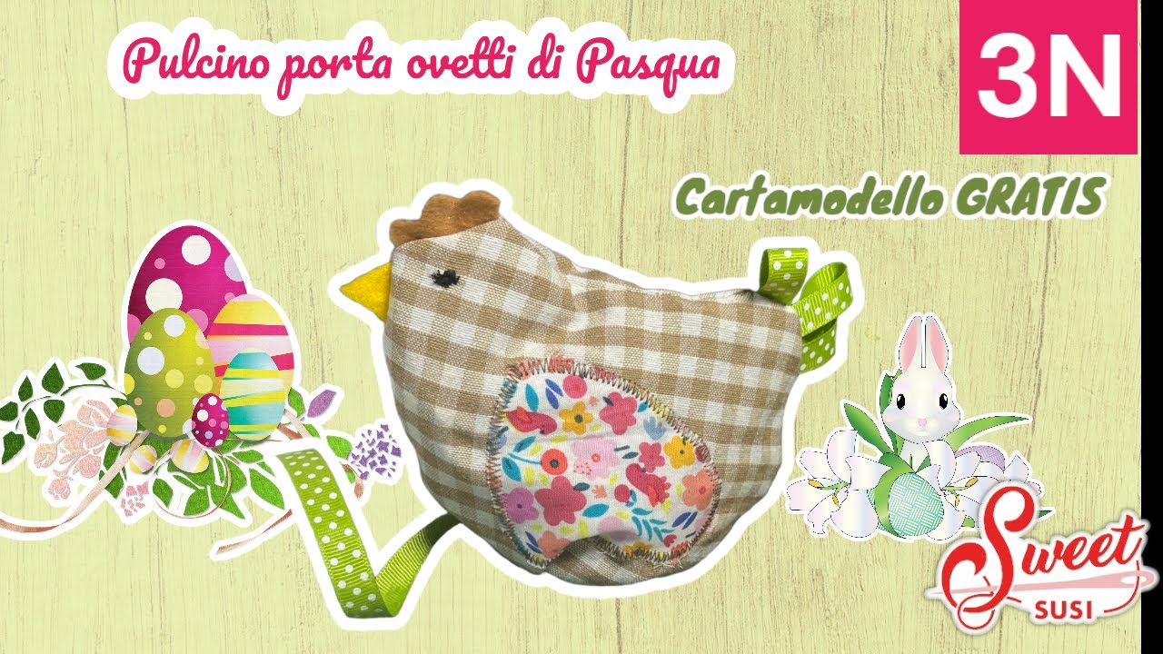 idea regalo per Pasqua gallinella per ovetti facile | CARTAMODELLO GRATIS | 3N Tutorial cucito