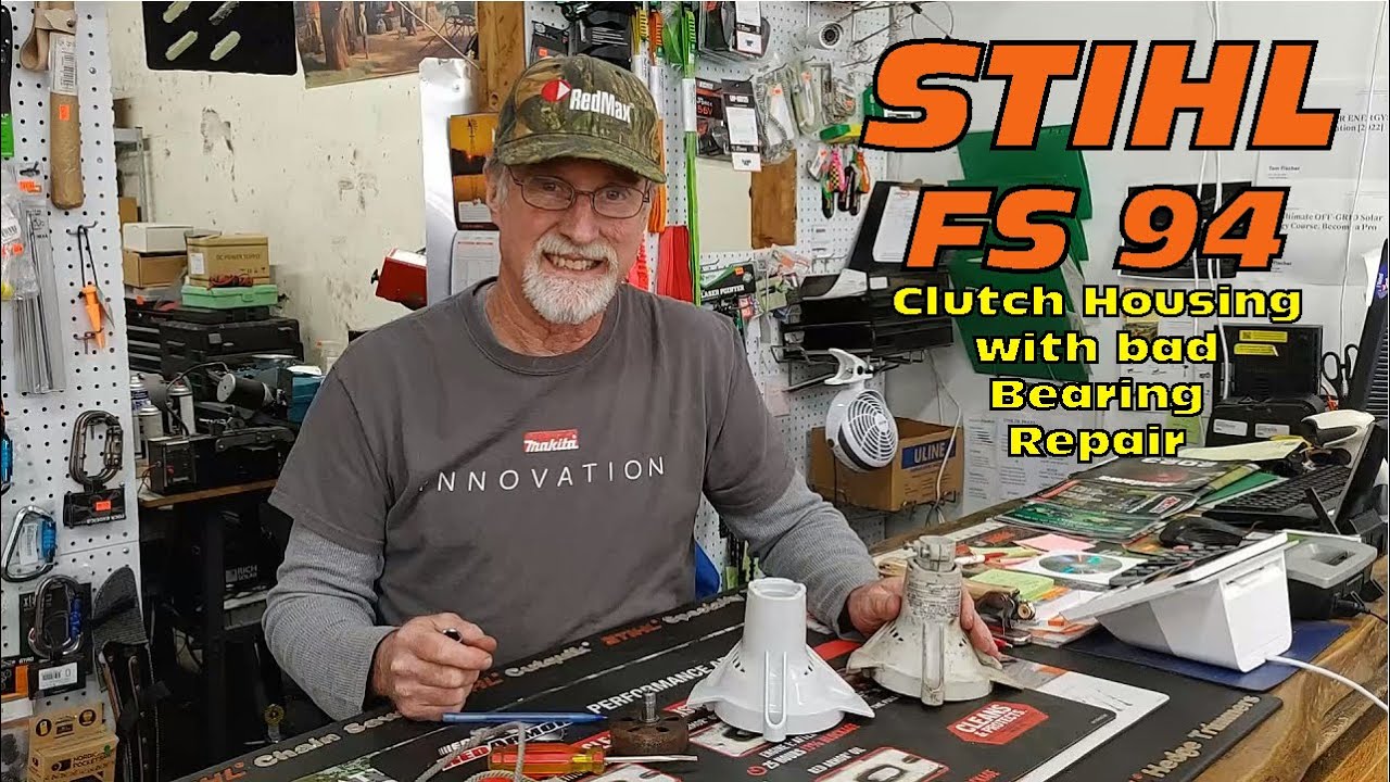 Stihl FS 94 Clutch Housing with bad bearing repaired.
