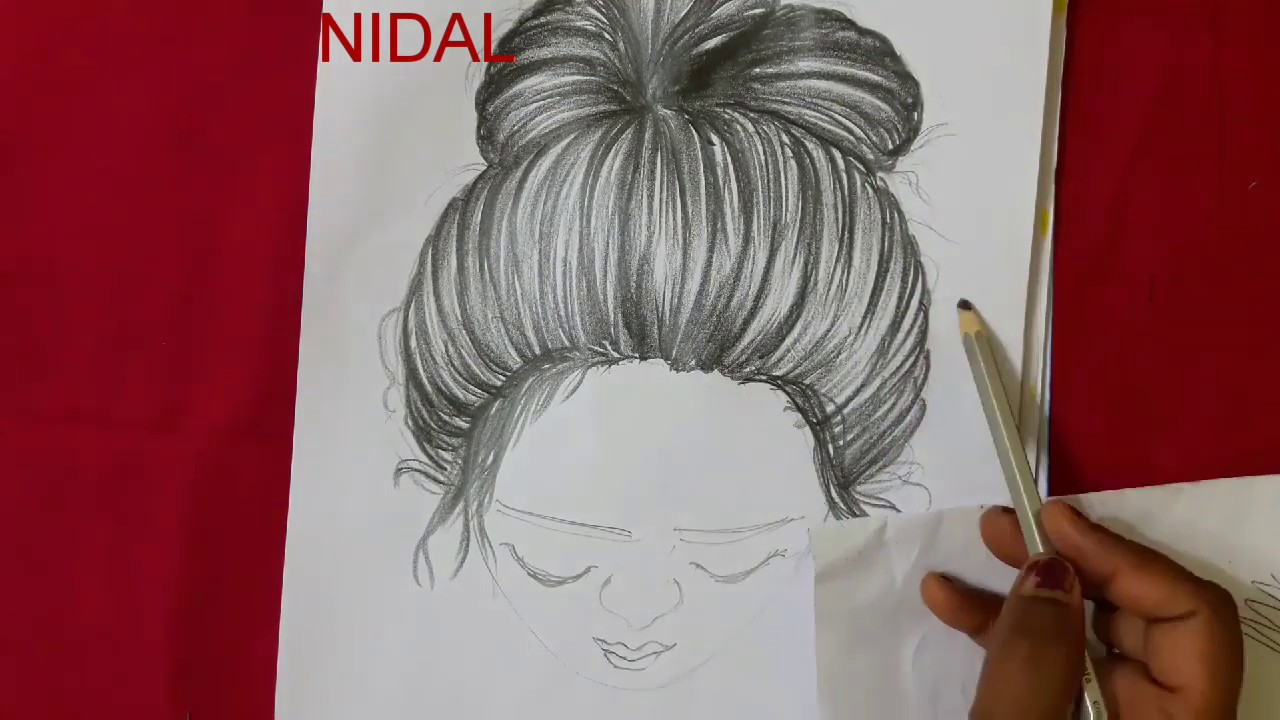 #Nidal_drawing. step by step drawing of hairstyle. haircut.  How to draw Hairstyle.🦱❤👩&zwj;🏭👩&zwj;🦳