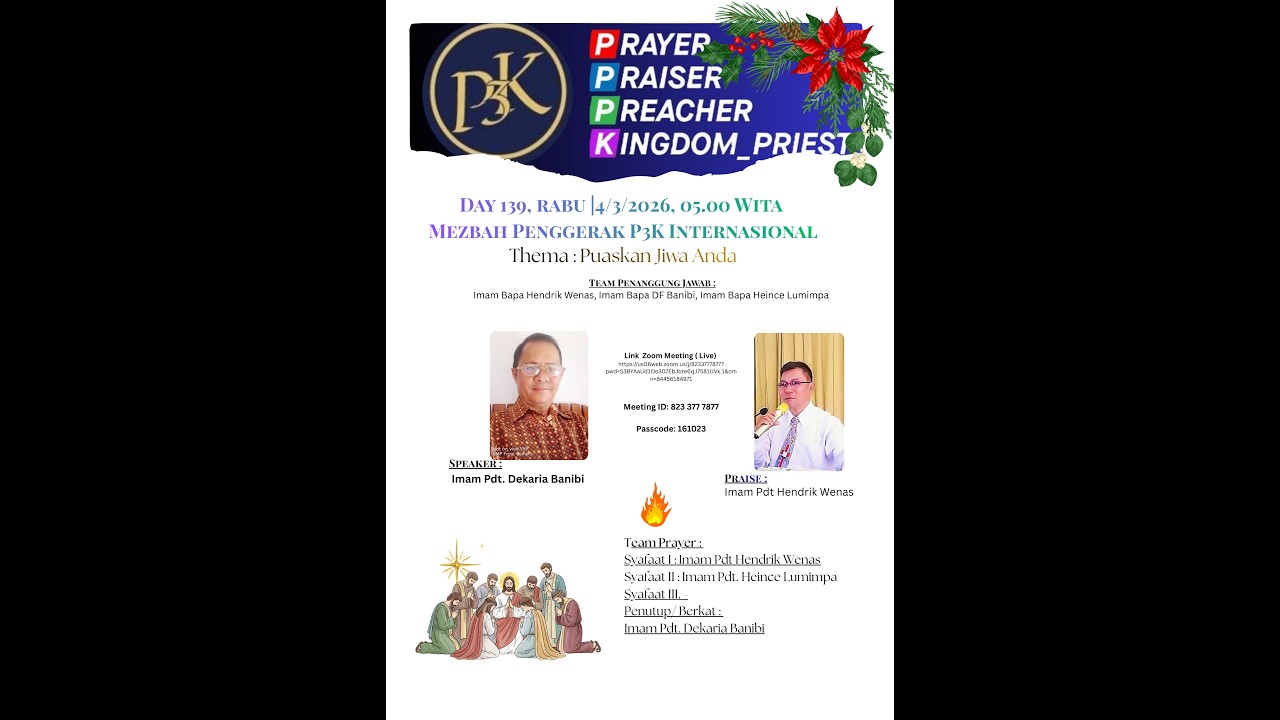 Day 139 |Mezbah P3K |05.00 WITA |4/3/26 |Puaskan jiwa anda_Imam Pdt Banibi