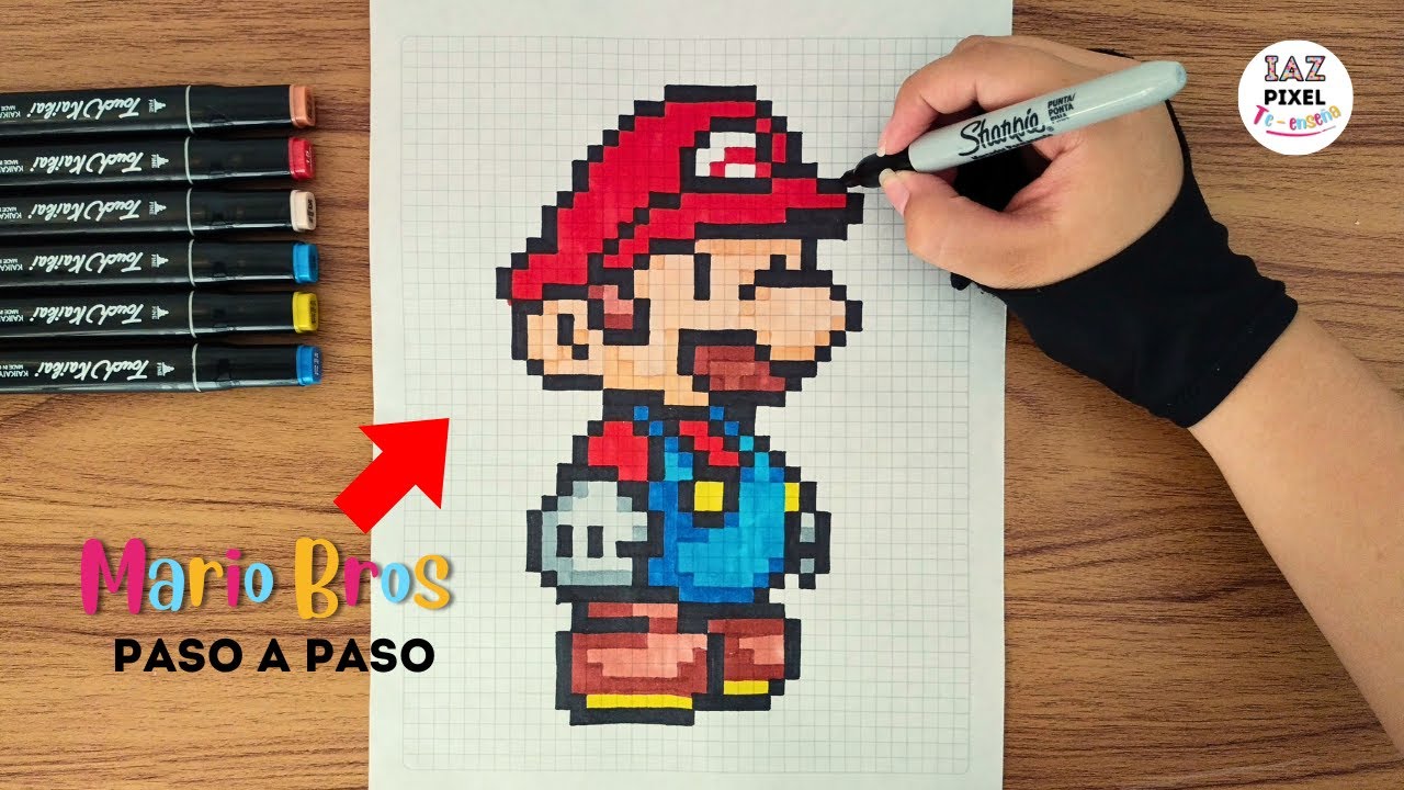 Como pintar a MARIO BROS en PIXEL ART – Tutorial paso a paso #pixelart #mariobros