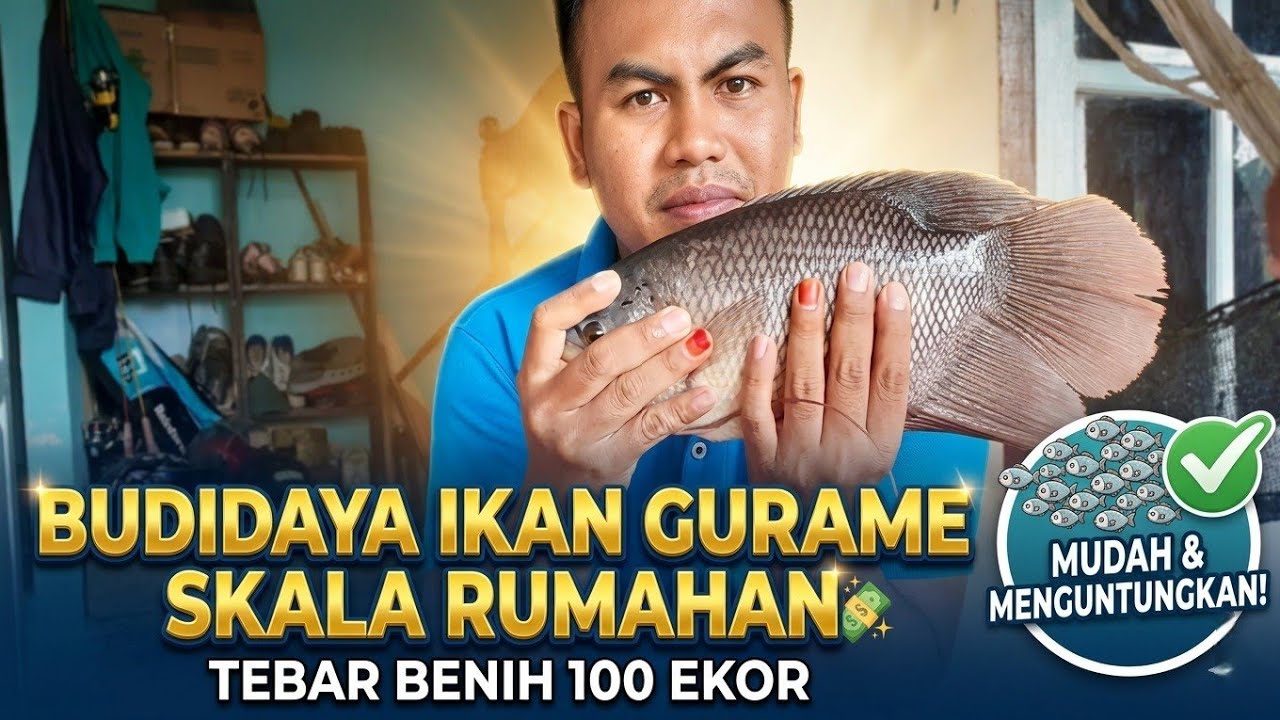 BUDIDAYA IKAN GURAME SKALA RUMAHAN TEBAR 100 EKOR BENIH