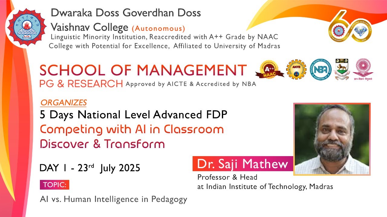 National Level Advanced Online FDP - Competing with AI in ClassroomDiscover & Transform - Day - 1