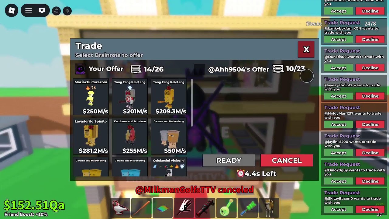 👍TRADING ON STEAL A BRAINROT USING NEW MACHINE 👍LIVE 👍ADD: MilkmanGolfsTTV