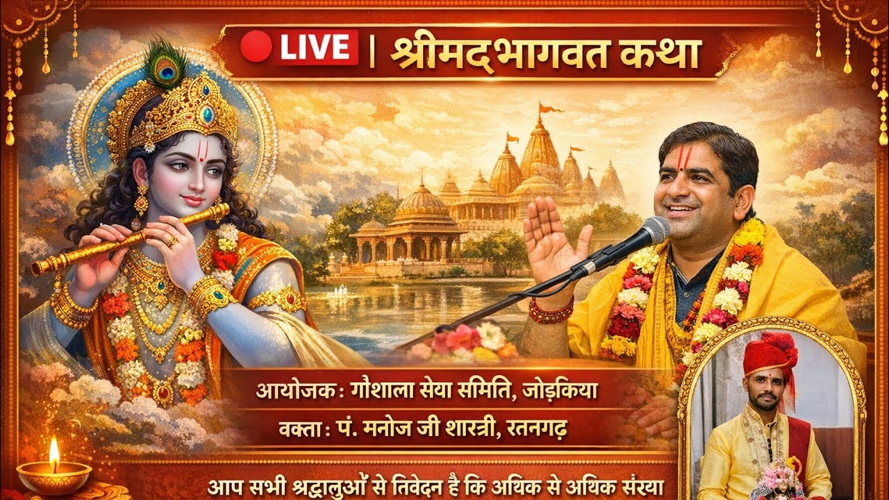 LIVE | श्रीमद् भागवत कथा | गौशाला सेवा समिति जोड़किया | Manoj Ji Shastri RatangarhShriKrishna