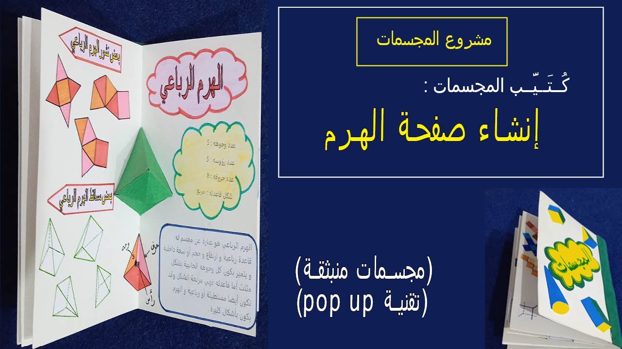 مشروع المجسمات،طريقة انشاء صفحة كتيب مجسم الهرم،صنع هرم انطلاقا من نشره/إفراد الهرم.