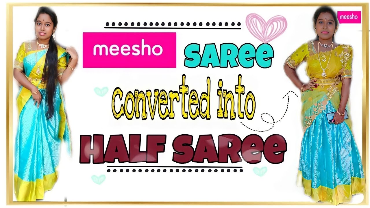 meesho saree tho  half saree meesho saree convertedinto half saree|| Home Creations||