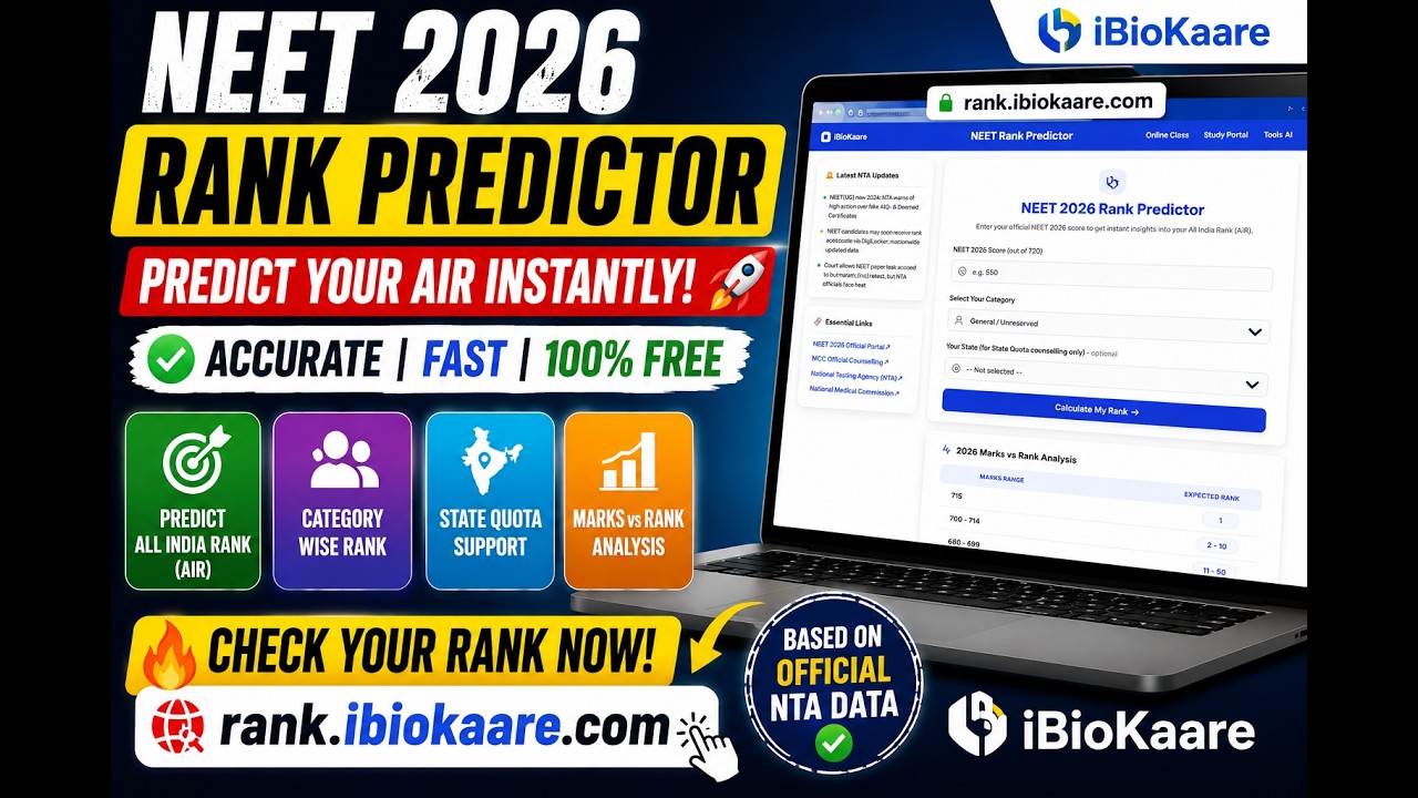 NEET 2026 Rank Predictor 🔥 Predict Your AIR Instantly | AIQ & State Quota | Free Tool