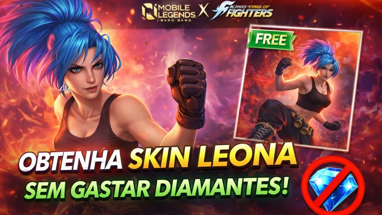 Mobile Legends evento collab KOF, skin Leona sem gastar diamantes.#MLBBGoldenMonth #MLBBCreator