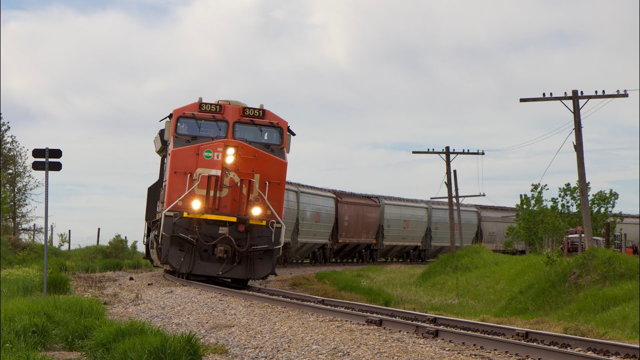 HOT BOX DETECTOR! CN 3051 Leads CN L556 East at Lyalta AB, CN Drumheller Sub