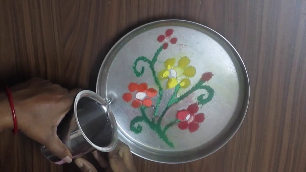Water Rangoli | Easy Water Rangoli With Flowers | Simple Under Water Rangoli Design For Beginners