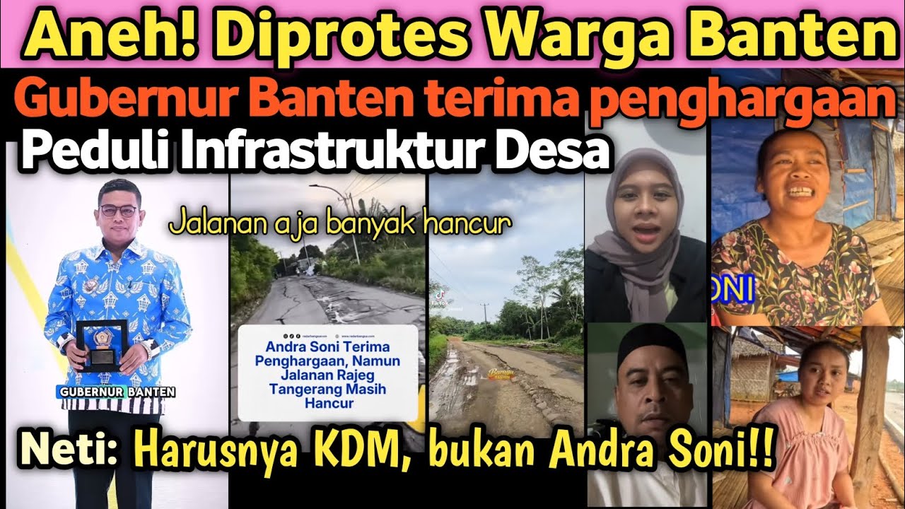 Kurang tepat sasaran! Gubernur Banten terima penghargaan, Warga Protes, Spil jalanan hancor
