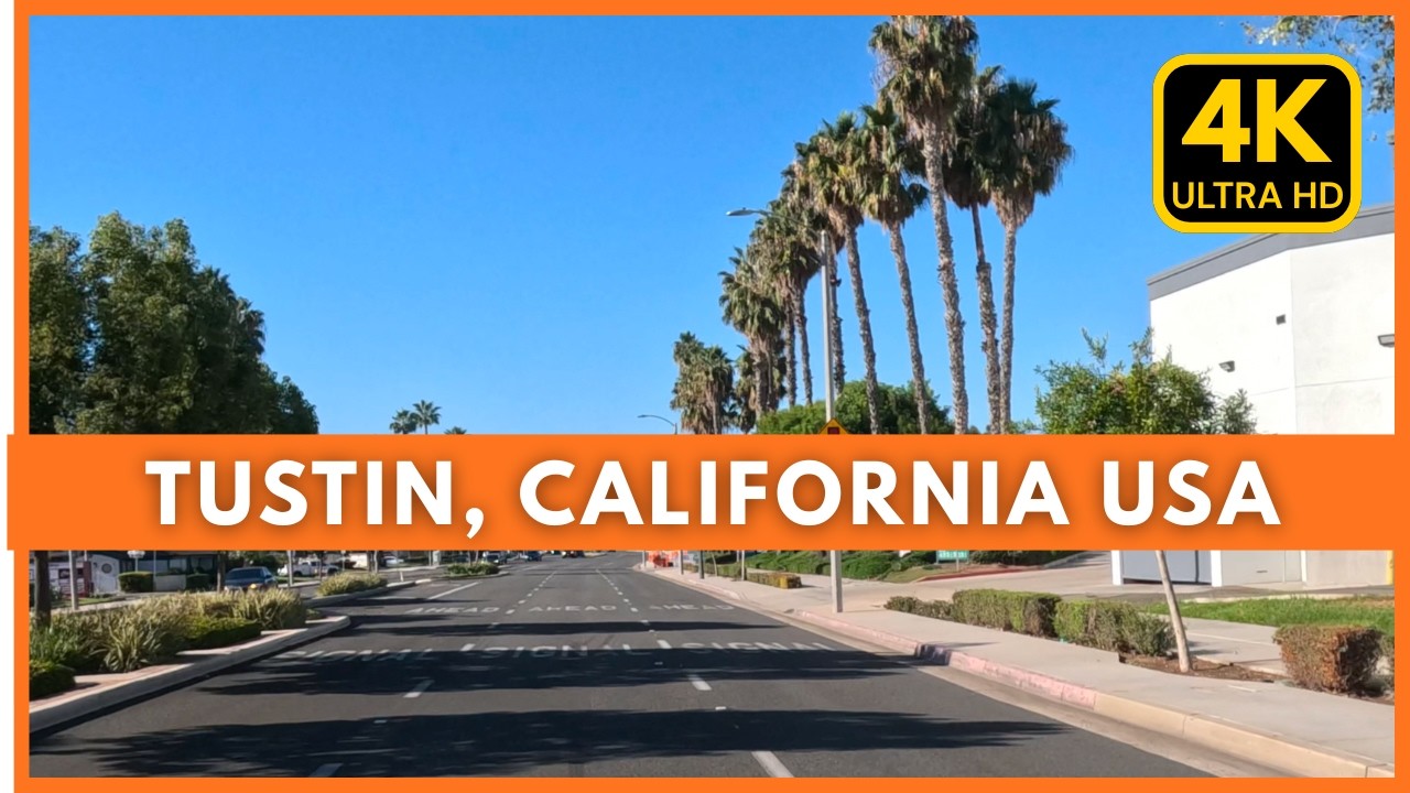 CALIFORNIA 4k - Smooth Drive Vibe City Streets + Music - Tustin to Newport Beach