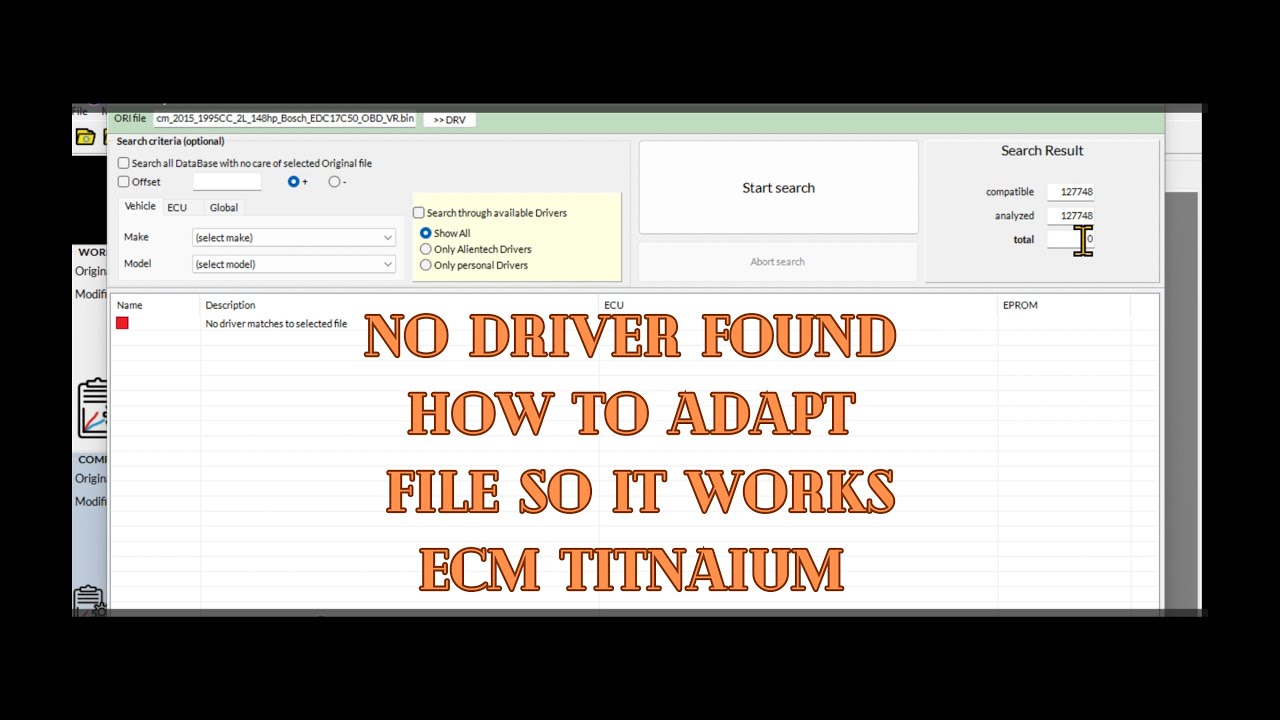 ECM TITANIUM driver not found- how to adapt file to make driver found- tutorial