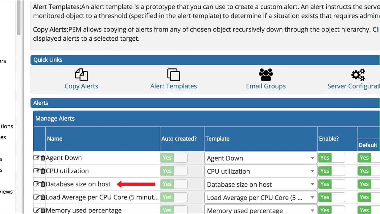 EDB Postgres Enterprise Manager Auto Alert