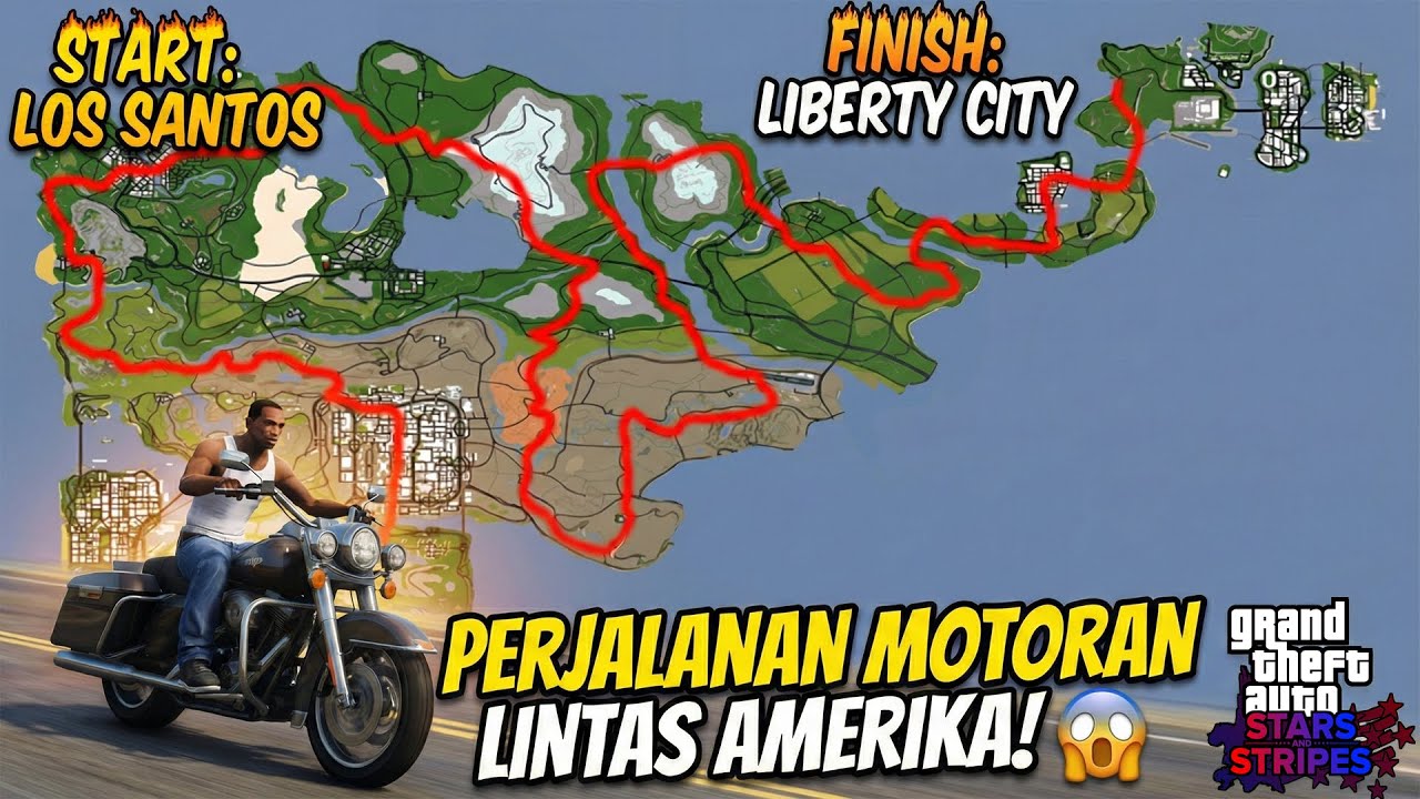 FULL JALUR DARAT DARI LOS SANTOS KE LIBERTY CITY - MOD GTA SAN ANDREAS MAP AMERIKA