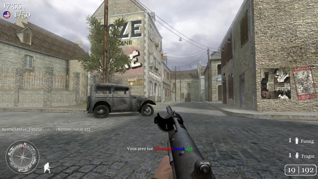 Call of Duty 2 Multiplayer #7 Deathmatch In Carentan With M3 Grease Gun