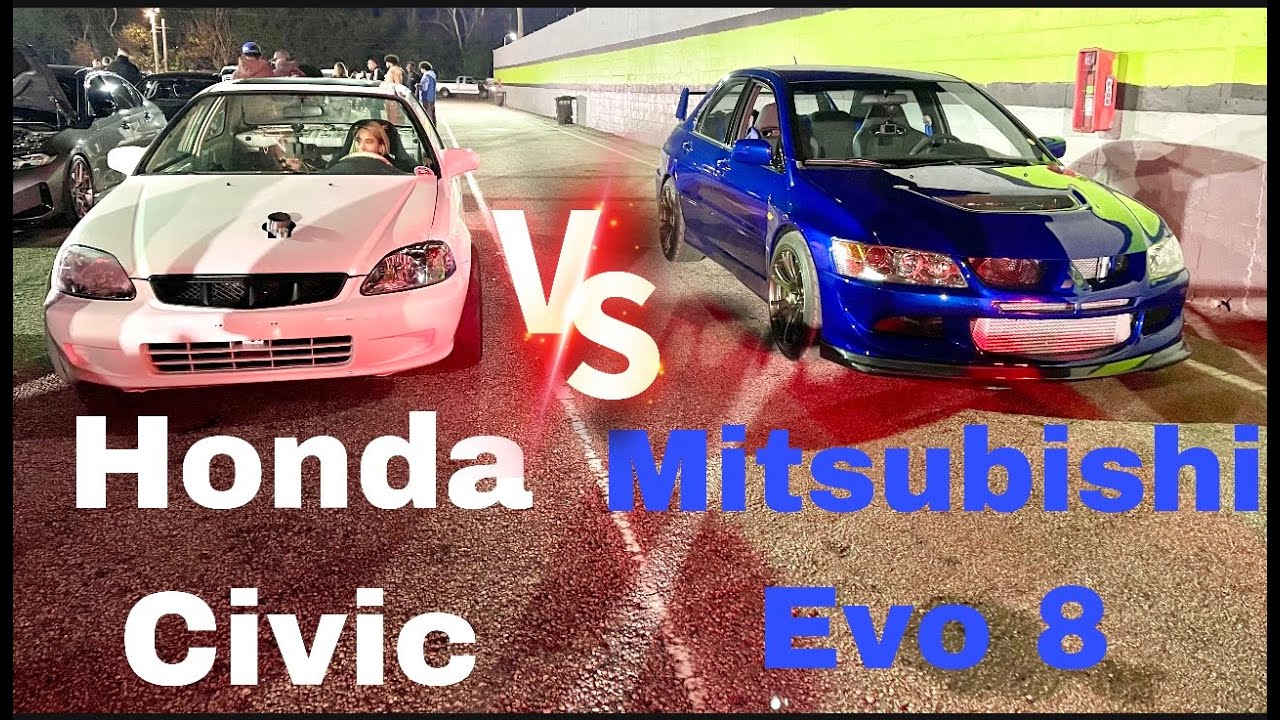 Mitsubishi Evo Vs Turbo Honda Civic at That Racing Channel track event
