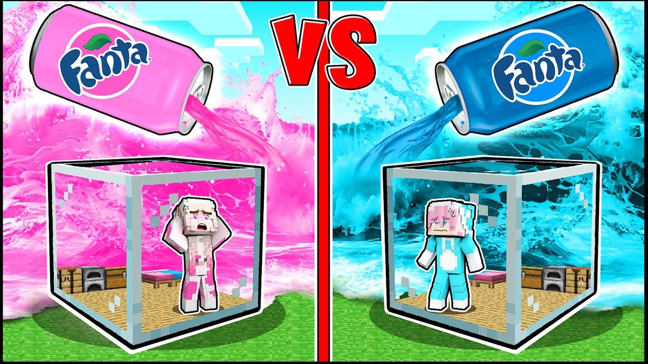 MOMON & ATUN BANGUN BUNKER UNTUK BERTAHAN DARI TSUNAMI FANTA PINK & BIRU di MINECRAFT @BANGJBLOX