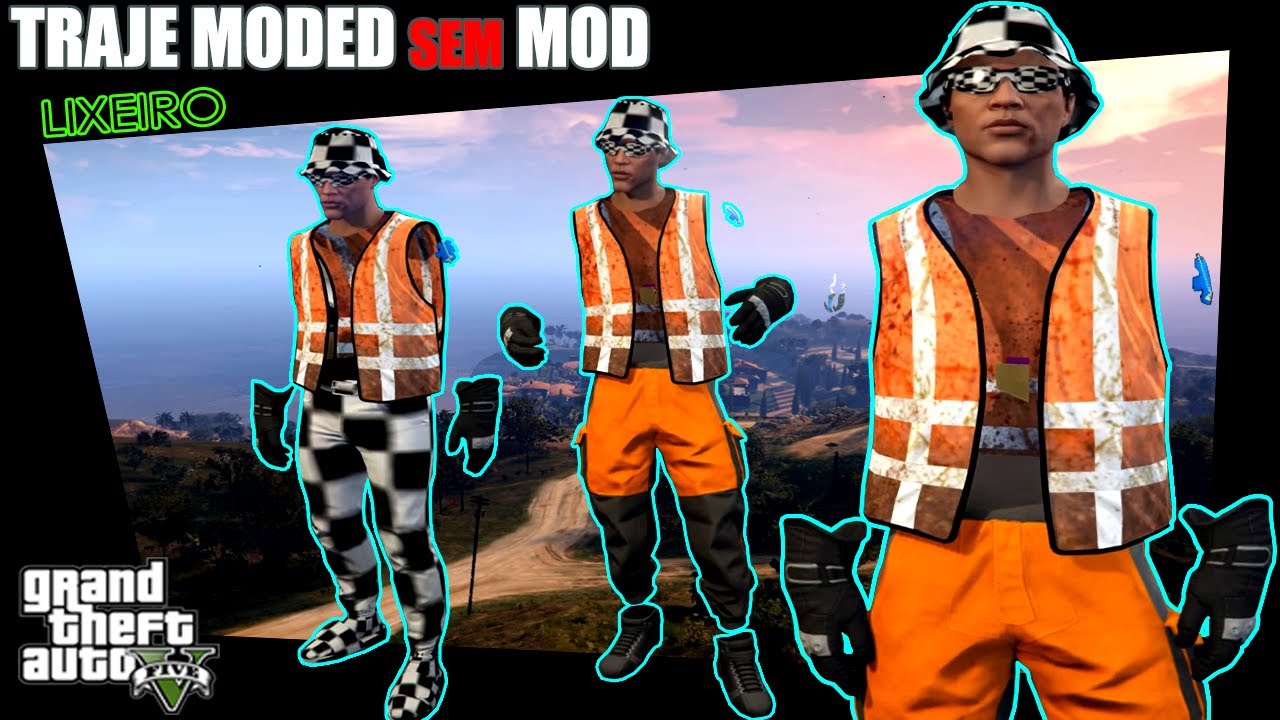 GTA 5 ONLINE - FAZENDO TRAJE LIXEIRO E XADREZ MODED SEM MOD MENU FEITO NO MODO CRIADOR Masculino
