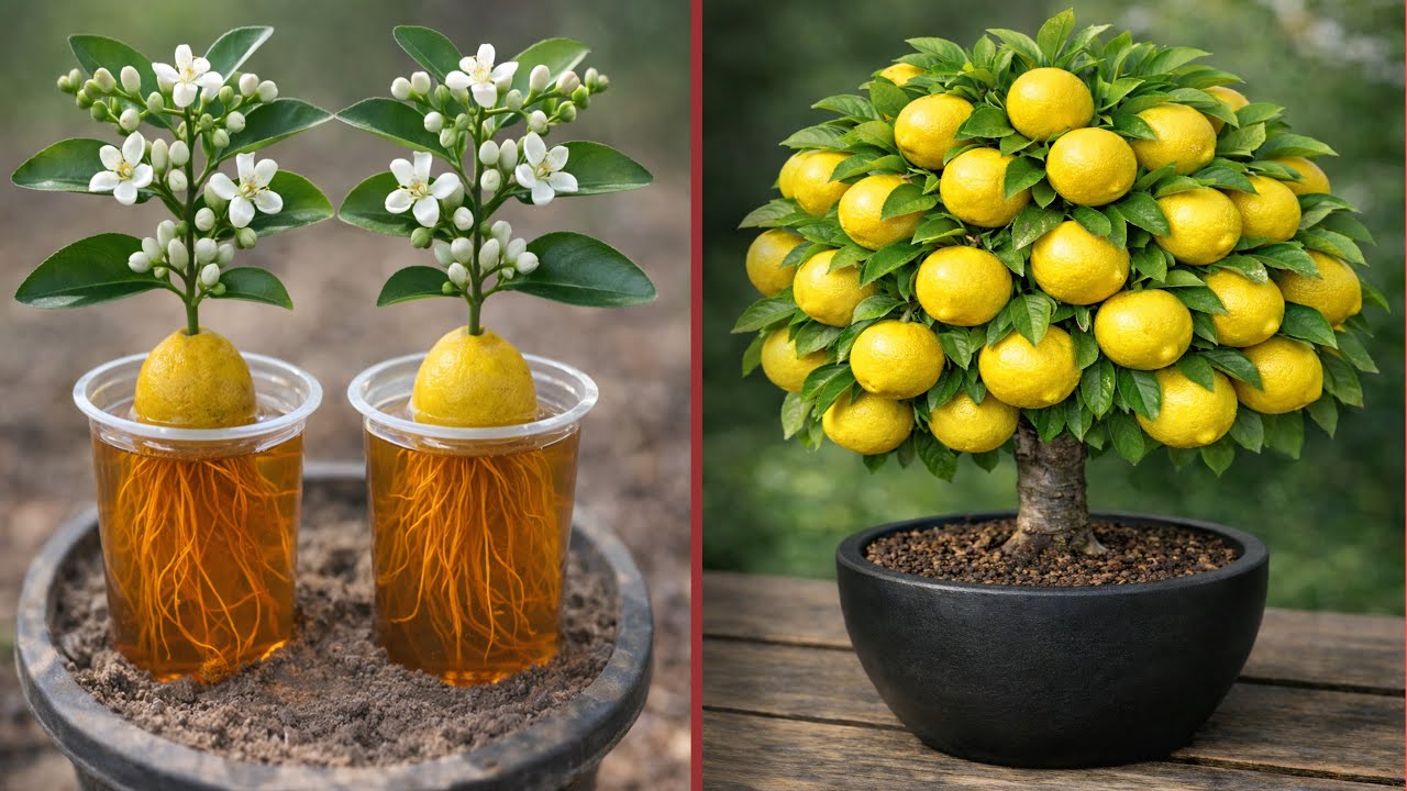 Growing Lemon Plant from Lemon Fruit in Water | Full Root & Flowering Process