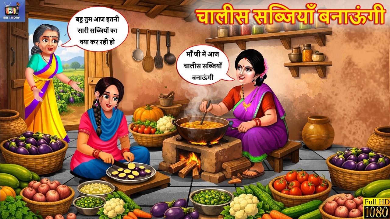 चालीस सब्जियाँ बनाऊंगी | Chalis Sabjiya Banaungi | Hindi Kahani | Moral Stories | Saas Bahu | Story