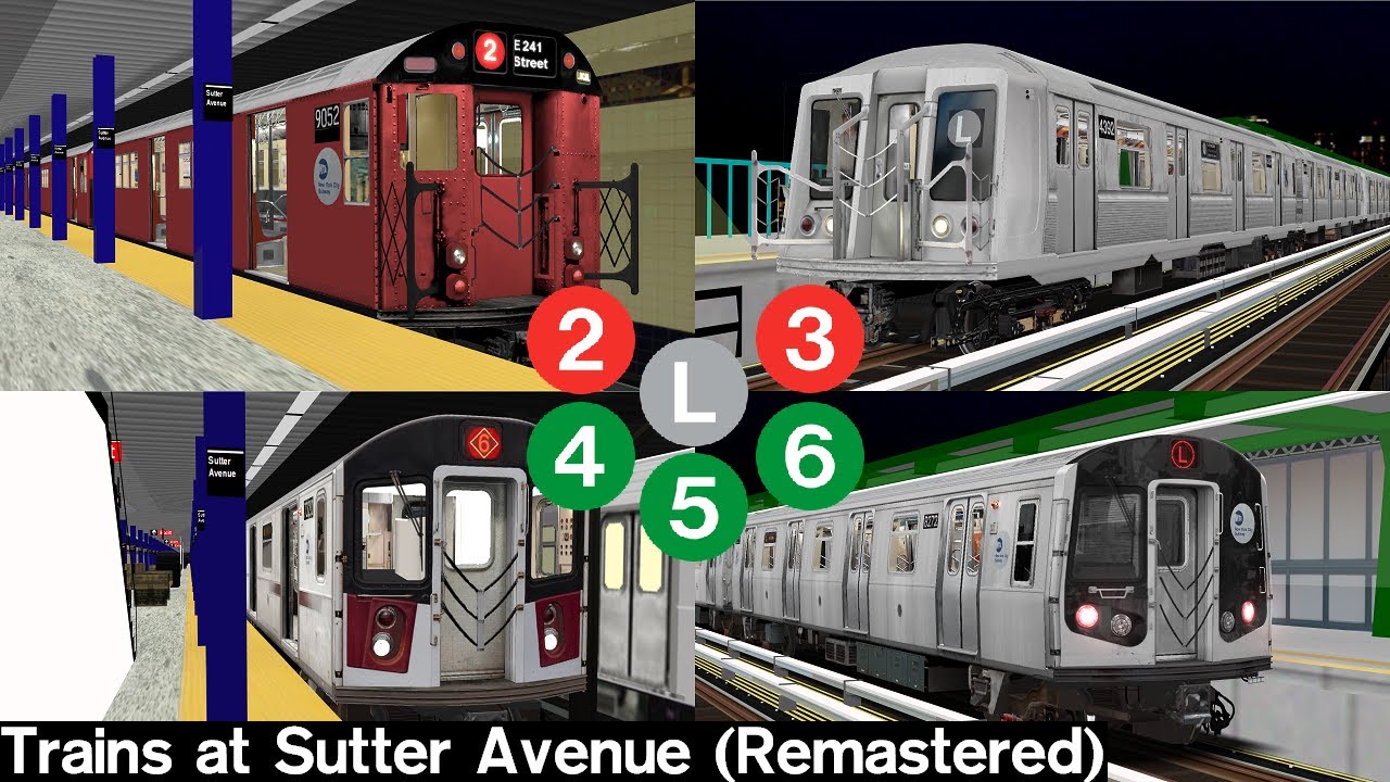 OpenBVE Virtual Railfanning: 2, 3, 4, 5, 6 and L Trains at Sutter Avenue (Remastered)