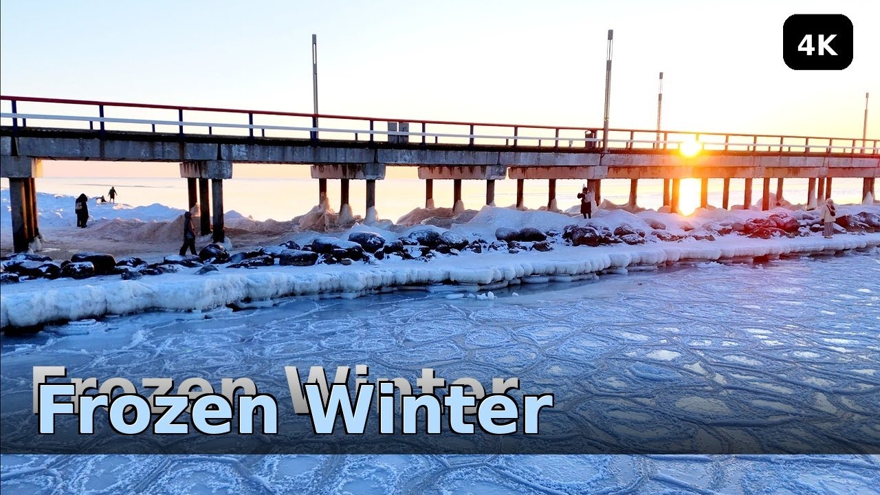 4k - Frozen Sea at Palanga, Lithuania. 4th Feb 2026.
