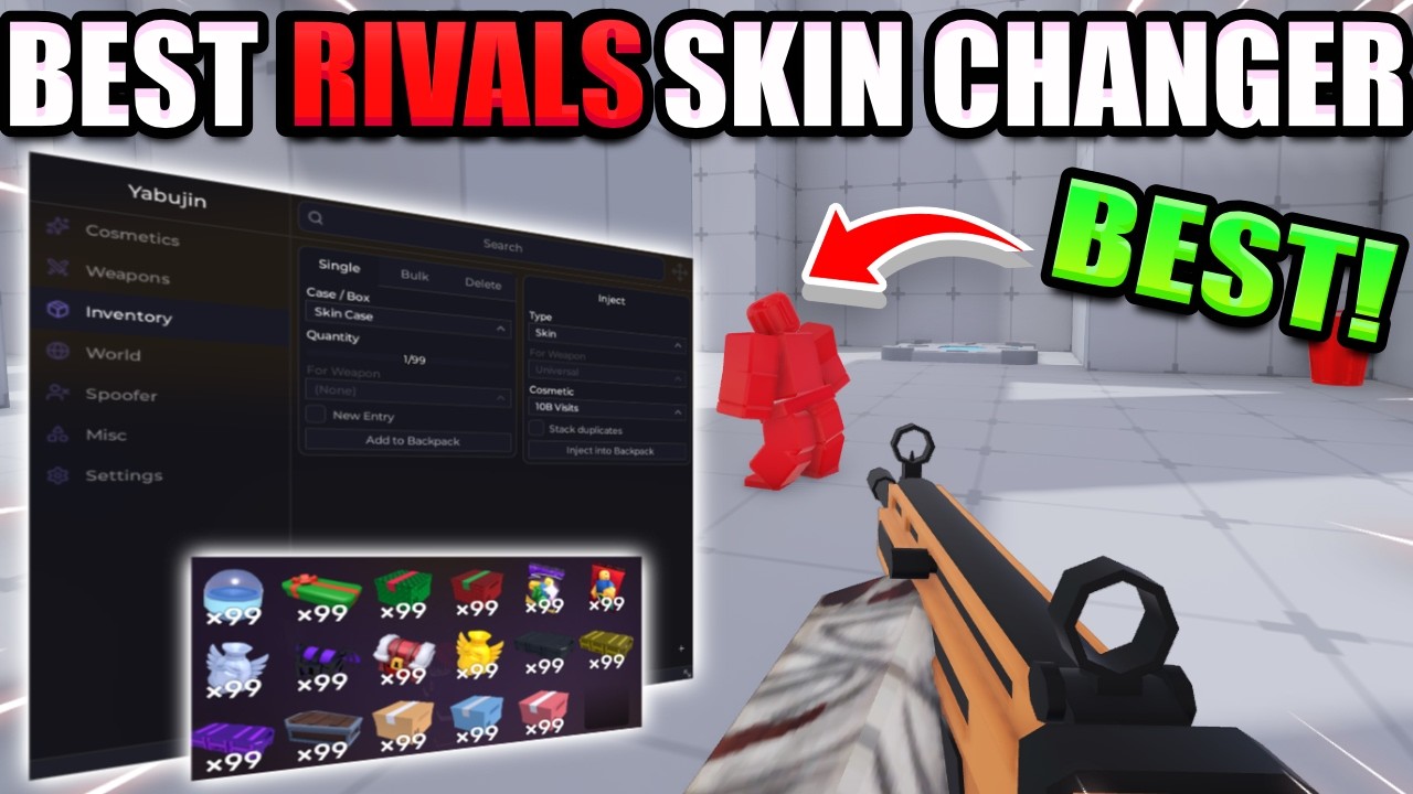 Yabujin | Лучший скрипт для смены скинов в Roblox Rivals! | Бесконечные кейсы, разблокировка недо...