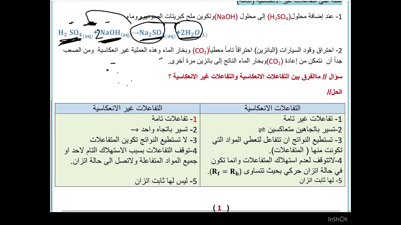 الفصل الثاني/الاتزان الكيميائي/محاضرة ١