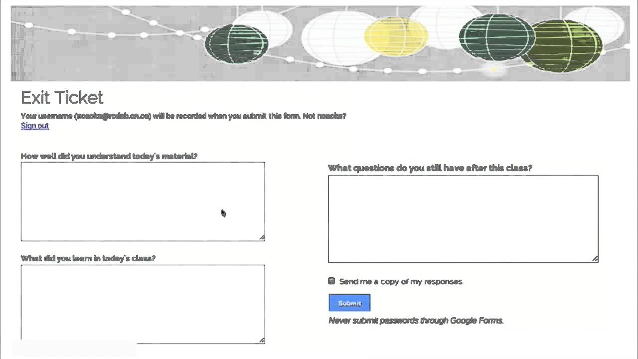 RCDSB Google Challenge - Google Forms Examples from the Classroom