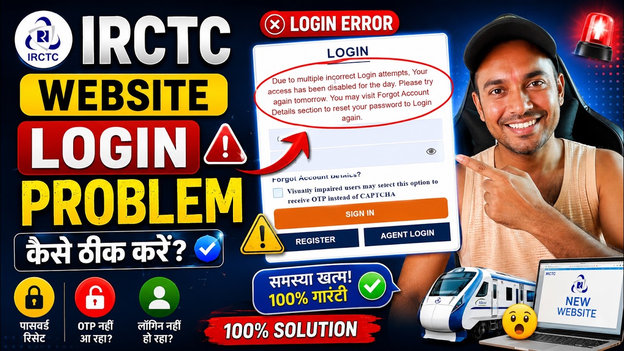 IRCTC New Website 2026 Login Problem Solved ! IRCTC Account Login Problem | Multiple incorrect login