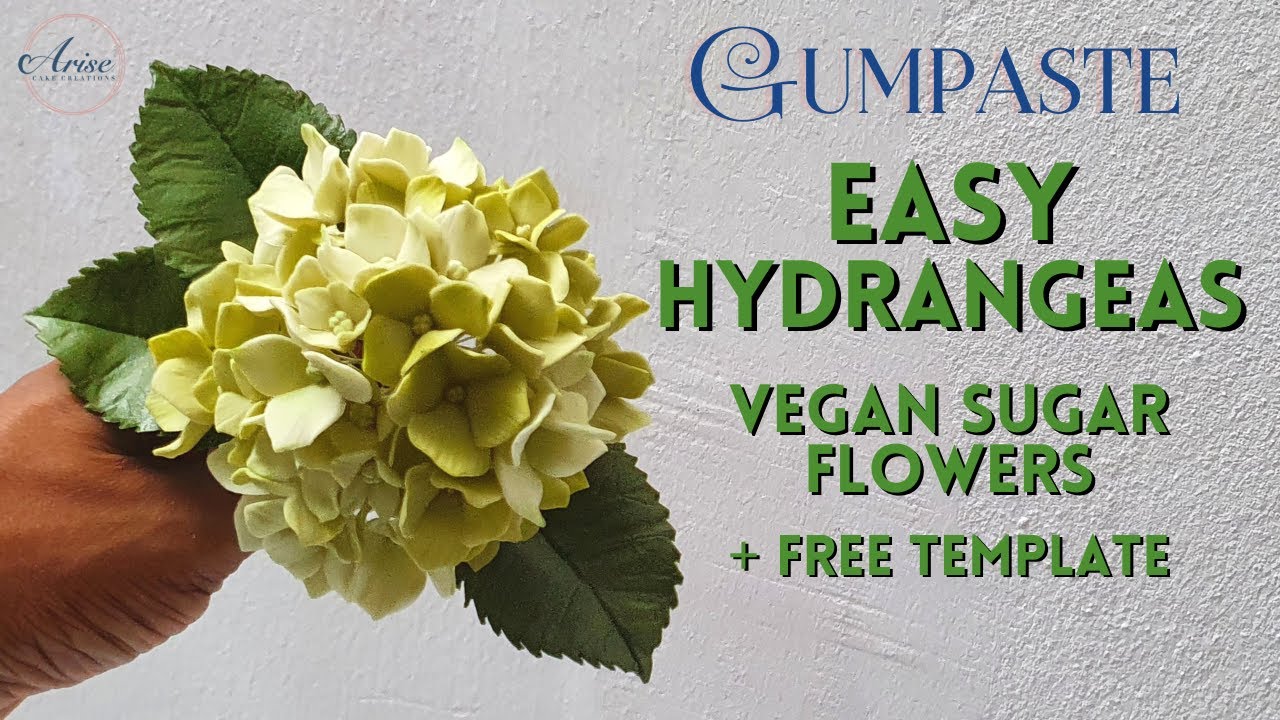 How To Make Easy Hydrangeas | Vegan Gumpaste | FILLER FLOWERS | FREE TEMPLATE